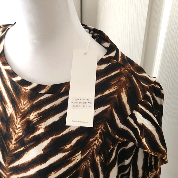 CALVIN KLEIN WOMENS   TOP SIZE S  ANIMAL PRINT - Picture 10 of 13